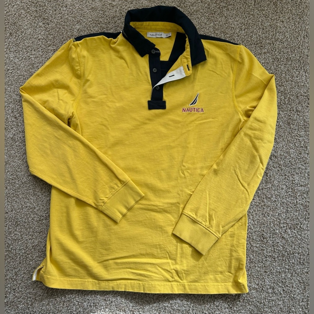 Men’s Nautica Yellow Long Sleeve Polo Shirt (L)